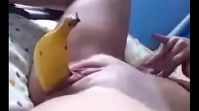 Lonely widow with banana
