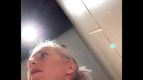 Horny in the restaurant! Fingered on the toilet to orgasm