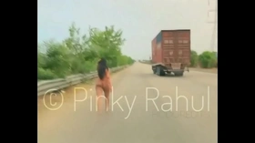 Pinky Naked dare on Indian Highways
